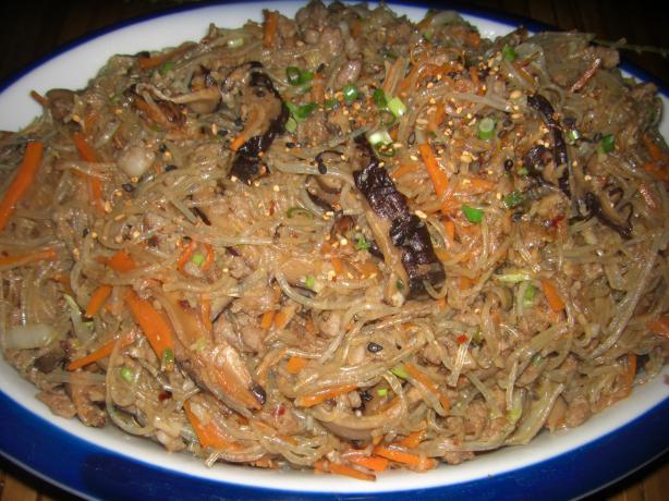 Chapchae (Noodles With Beef and Mixed Vegetables). Photo by monmamoni
