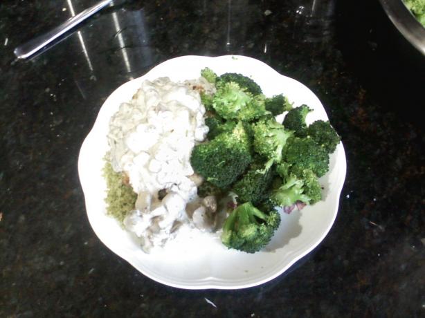 Chicken Parmesan with Mushroom Rosemary Sauce and Steamed Broccoli. Photo by Wing-Man