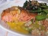 Cedar Planked Salmon With Sweet Mustard Vinaigrette. Recipe by Galley Wench