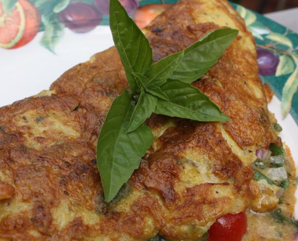 Cilantro, Red Onion and Jalapeno Omelet. Photo by Leggy Peggy