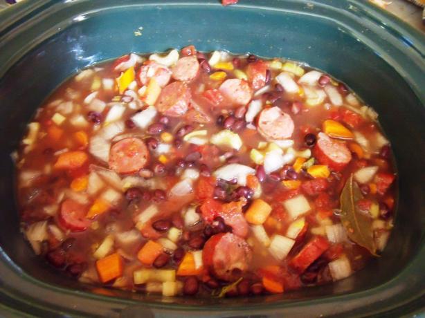 Black Bean & Andouille Sausage Soup - Slow Cooker. Photo by Maryland Jim