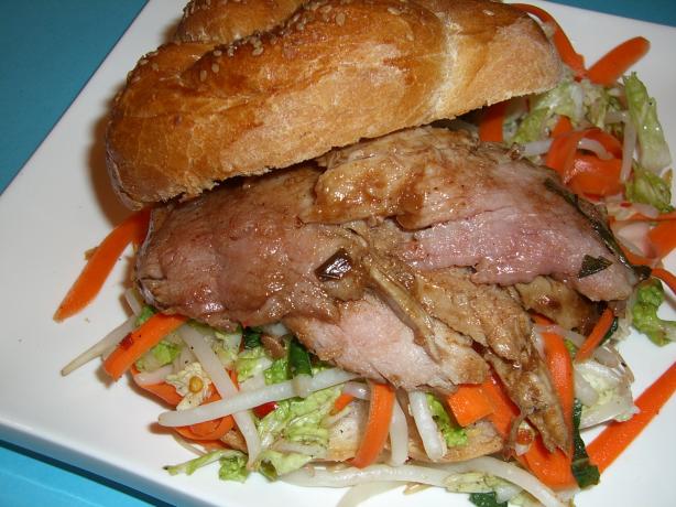 Ming Tsai's Hoisin Pork Tenderloin Sandwiches With Napa Slaw. Photo by Chef*Lee