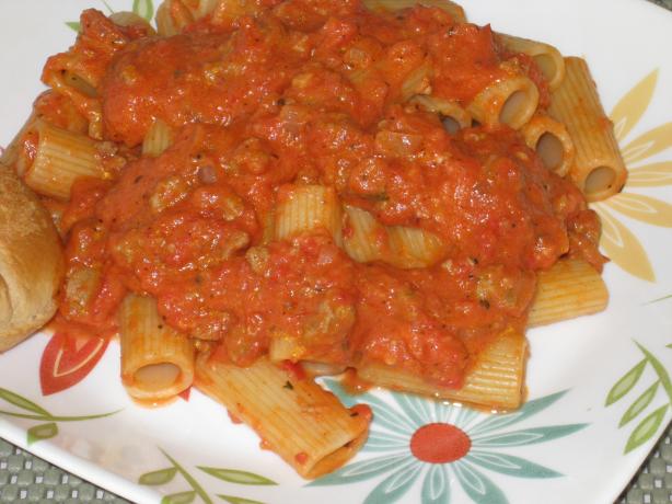 Pasta With Pink Vodka Sauce and Sausage. Photo by FrenchBunny