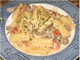 Pasta with Sausage, Tomatoes, and Cream. Photo by Joyd