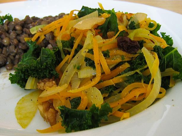 Curly Kale With Raisins, Walnuts and Chili. Photo by spacekadet