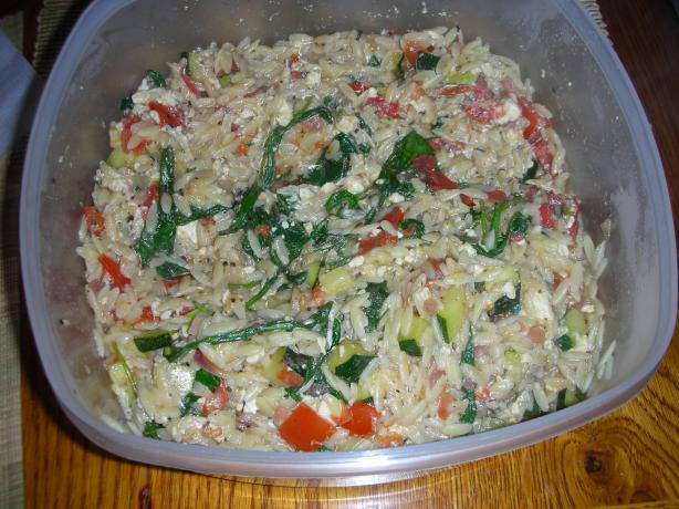 Warm Orzo Salad. Photo by JackieOhNo!