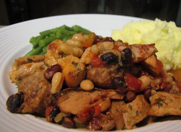Slow, Comfortable Piquant Pork and Bacon Cassoulet (Crock Pot). Photo by loof
