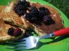 Banana-Flax Pancakes With Blueberry Sauce. Recipe by kittycatmom