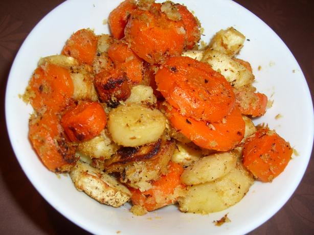 Horseradish-Roasted Carrots and Parsnips. Photo by Chef*Lee