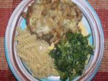 Baked Swiss Chicken over Tri-Colored Spiral Pasta