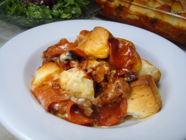 Upside Down Pepperoni Pizza Casserole. Photo by Lori Mama