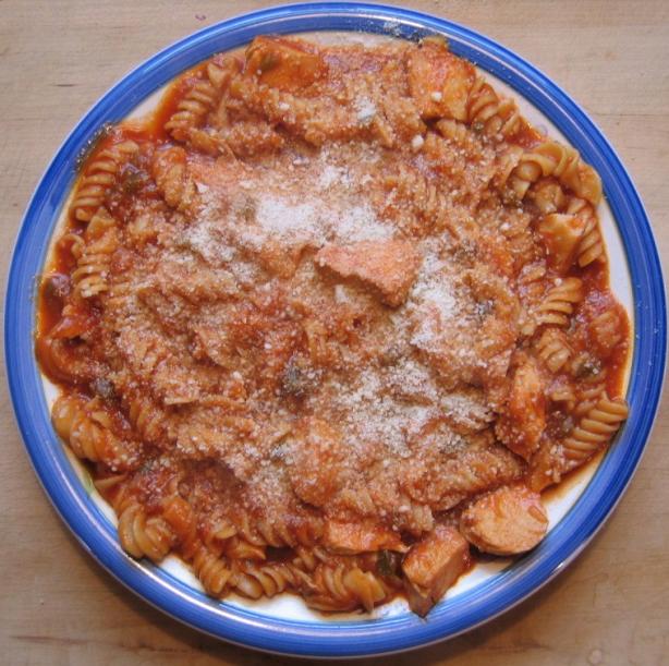 Chicken Spaghetti With a Tomato Sauce Base. Photo by Realtor by day, Chef by night