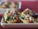 Sausage and Eggplant-Stuffed Shells in Tomato-Basil Cream Sauce