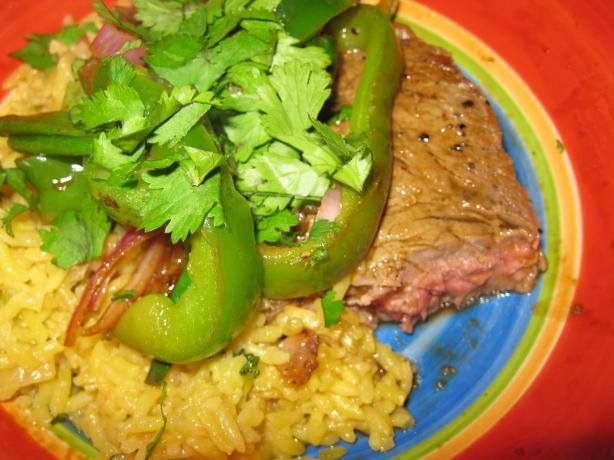 Asian Steak Topped With Bell Pepper Stir-Fry. Photo by threeovens