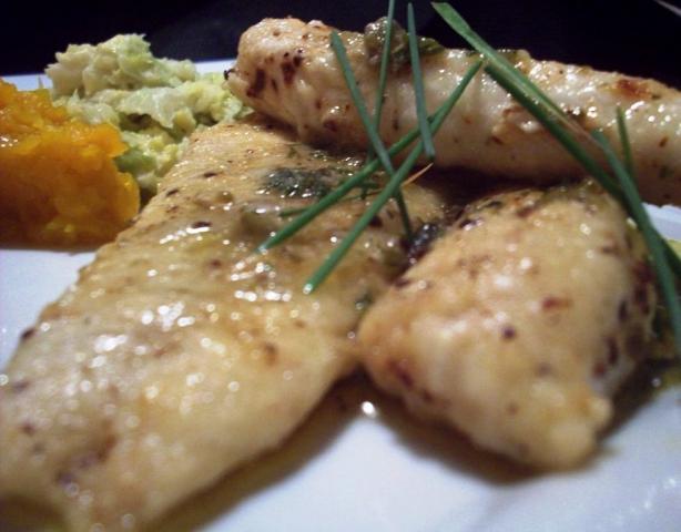 Fish With Lemon, Butter, Caper Sauce. Photo by Tisme