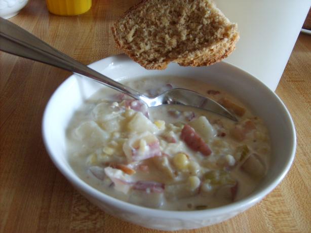 Sassy Potato Corn Chowder. Photo by Chef on the coast