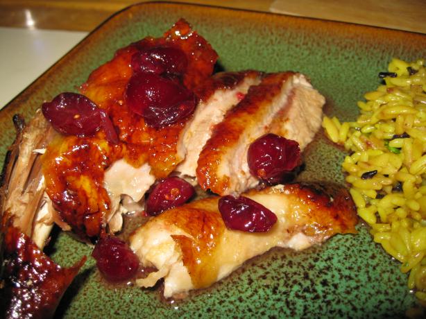Roast Duck With Cranberry Glaze. Photo by threeovens