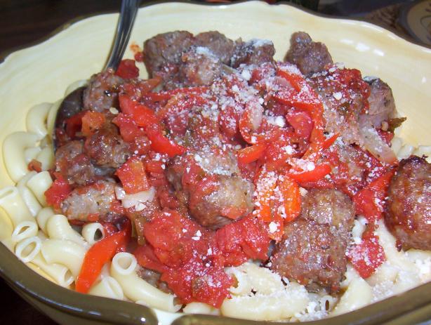 Pasta With Roasted Peppers & Sausage. Photo by WiGal