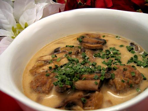 Simply Delicious Mushroom Meatball Soup. Photo by Annacia