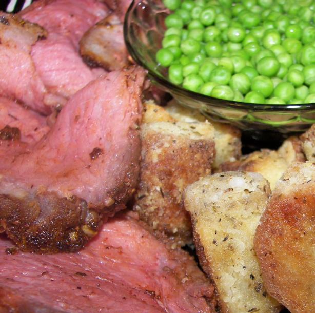Herb Rubbed Bison Sirlion Tip Roast. Photo by Baby Kato