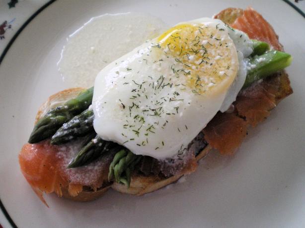 Smoked Salmon With Poached Eggs and Asparagus. Photo by Julie B's Hive