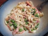 Lightened up Creamy Smoked Salmon Fettuccine