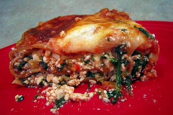 Mori-Nu Fresh Spinach Lasagna. Photo by yogiclarebear