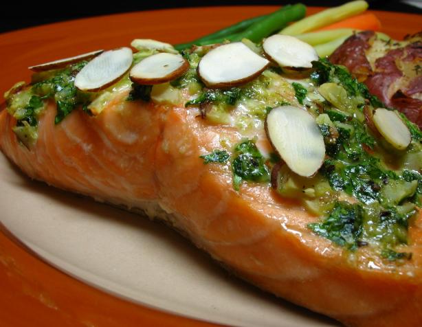 Salmon With Cilantro Pesto. Photo by Breezytoo