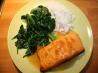 Baked Maple-Glazed Salmon With Wilted Spinach. Recipe by Rhiannon&Matt.gauci