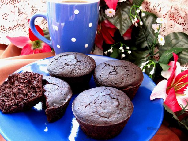 Healthy Deep Dark Chocolate Muffins. Photo by Annacia