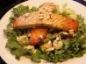 Maple-Pesto Salmon Salad With Raisins and Pine Nuts. Recipe by JanuaryBride