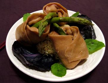 Asparagus Mango Dumplings With Coconut Basil Rice. Photo by Tintinity