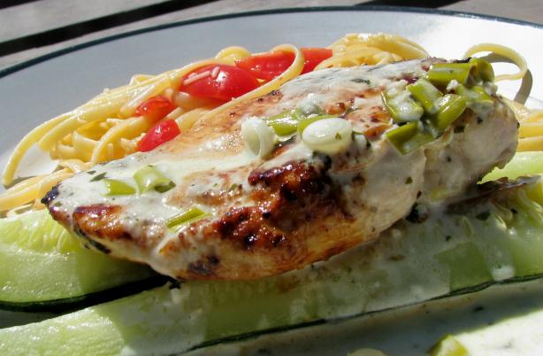 Lime Chicken Linguine W/Cilantro Cream Sauce & Roasted Zucch. Photo by lazyme
