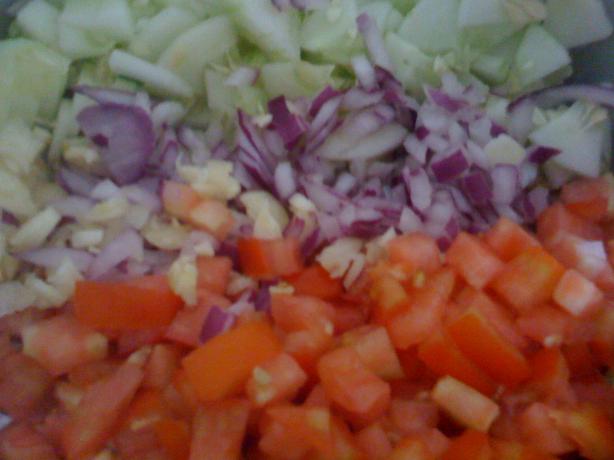 Salat Katzutz - "chopped Salad" (Israeli Salad). Photo by Kahane Tsadek