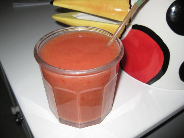 Thick Tropical Smoothie With Bananas and Strawberries. Photo by Hill Family