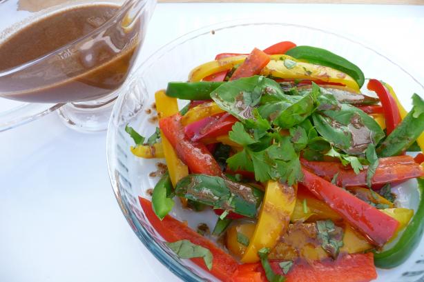 Tri Colored Pepper Salad W/ Vinaigrette Dressing. Photo by Tea Jenny