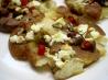 Smashed Potatoes With Olives Feta and Walnut Oil