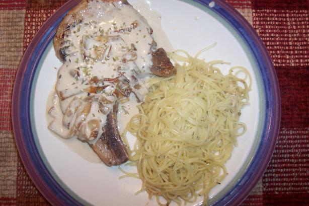 Pork Chop Saute With Caramelized Onions and Balsamic Dijon Cream. Photo by ARathkamp