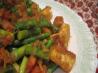 Sauteed Asparagus With Curried Tofu and Tomatoes. Recipe by Chef Edlear