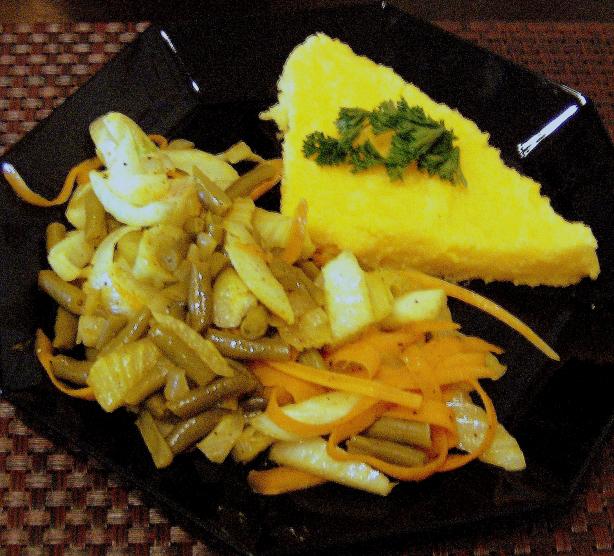 Green Bean, Carrot and Fennel Polenta. Photo by Elise and family