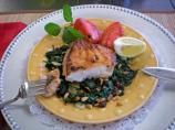 Sea Bass on Spinach With Raisins and Pine Nuts