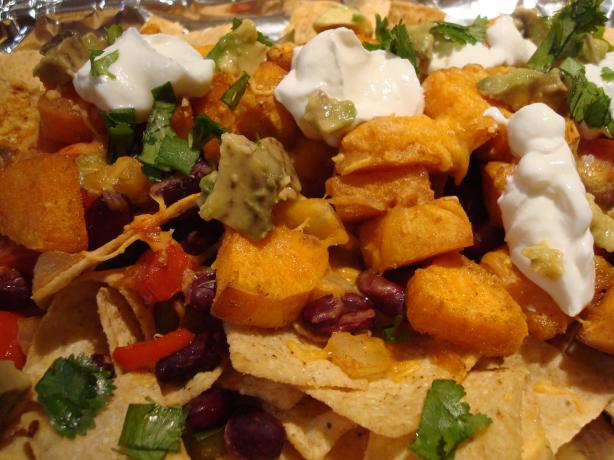 Bean and Sweet Potato Nachos. Photo by Starrynews