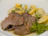 Tea-Smoked Beef Tenderloin With Pear Salad. Recipe by Deantini