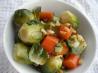 Steamed Brussels & Carrots With Tangy Maple Sauce. Recipe by Ina Pickle