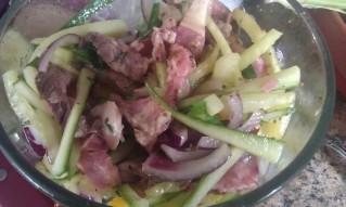 Garlic Mustard Steak Salad. Photo by threeovens