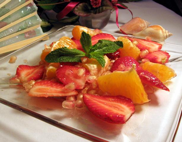 Pomegranate With Orange Juice and Strawberries. Photo by Dreamer in Ontario