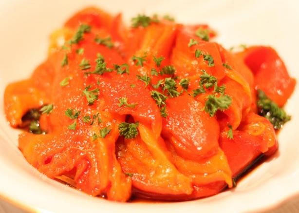 Roasted Red Bell Peppers With Sherry Vinegar. Photo by Peter J