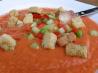 Iced Gazpacho With Homemade Garlic Croutons. Recipe by Midwest Maven