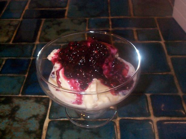 Vanilla Ice Cream Swirled With Fresh Berry Puree. Photo by breezermom