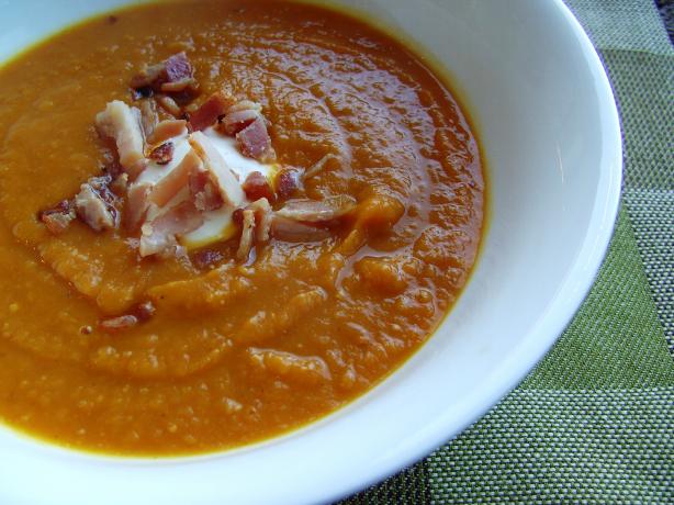 Curried Pumpkin, Kumera and Bacon Soup. Photo by JustJanS